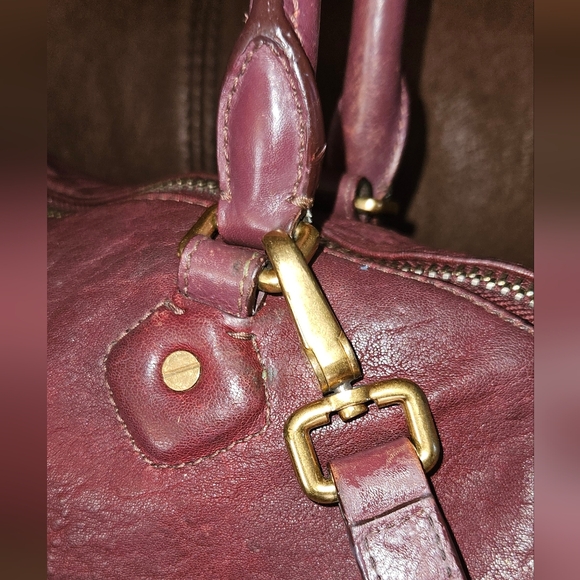 Marc Jacobs Washed up Lauren Burgundy Distressed Leather Satchel Crossbody Bag - Picture 12 of 16
